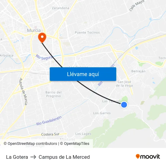 La Gotera to Campus de La Merced map
