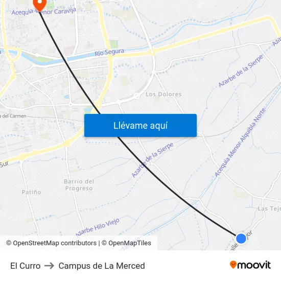 El Curro to Campus de La Merced map