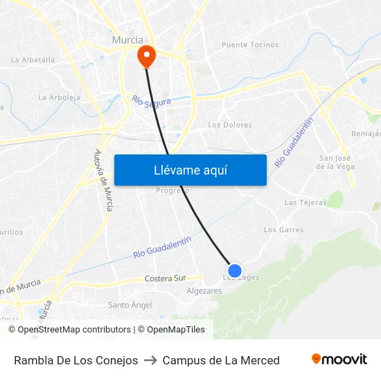 Rambla De Los Conejos to Campus de La Merced map