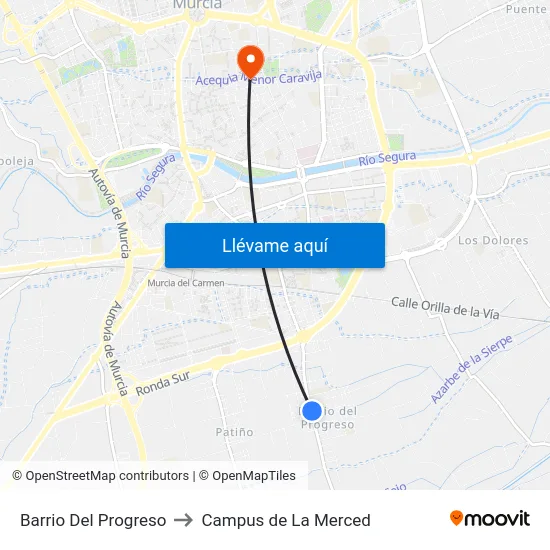 Barrio Del Progreso to Campus de La Merced map