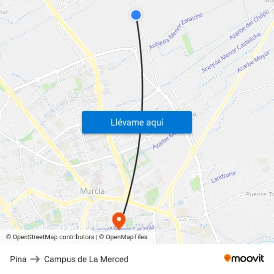 Pina to Campus de La Merced map