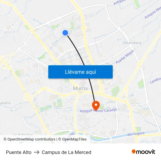 Puente Alto to Campus de La Merced map
