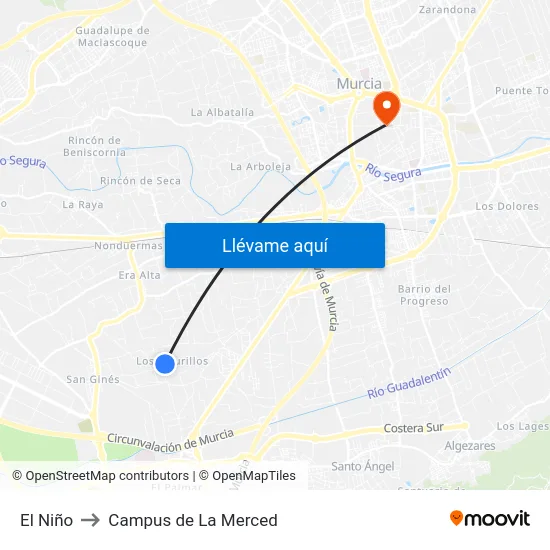 El Niño to Campus de La Merced map
