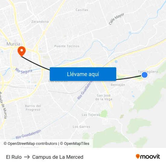El Rulo to Campus de La Merced map