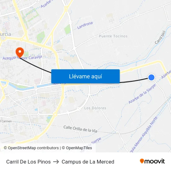 Carril De Los Pinos to Campus de La Merced map