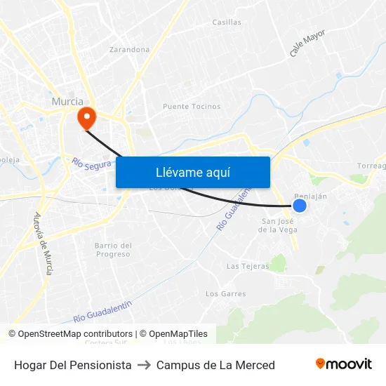 Hogar Del Pensionista to Campus de La Merced map
