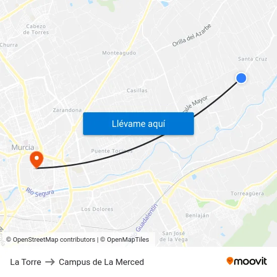 La Torre to Campus de La Merced map
