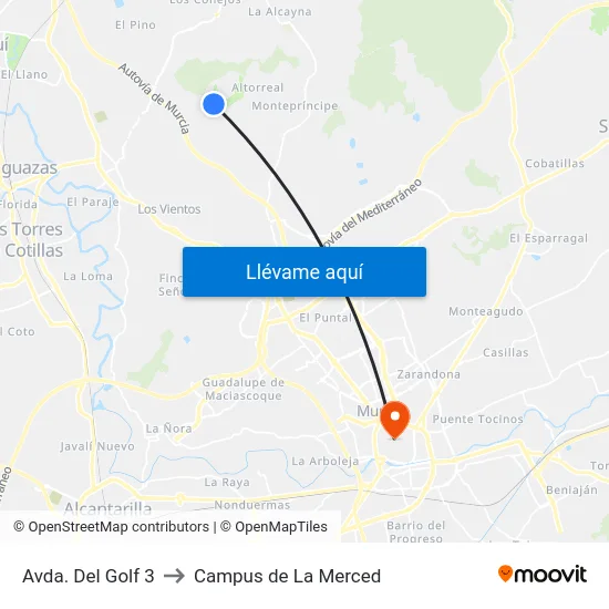Avda. Del Golf 3 to Campus de La Merced map