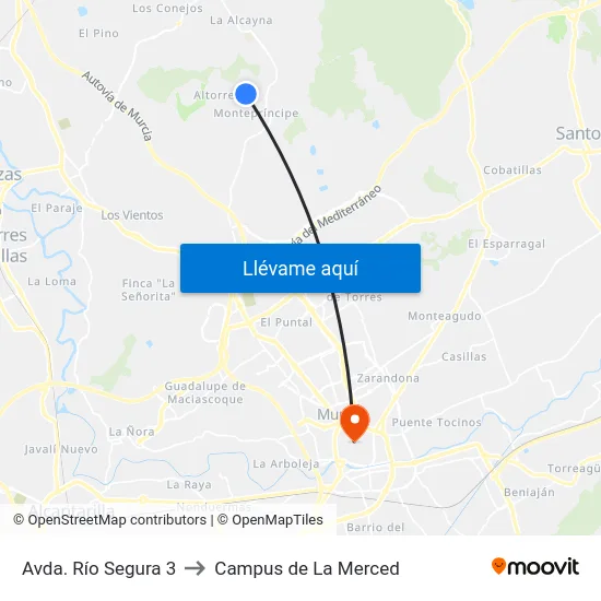 Avda. Río Segura 3 to Campus de La Merced map