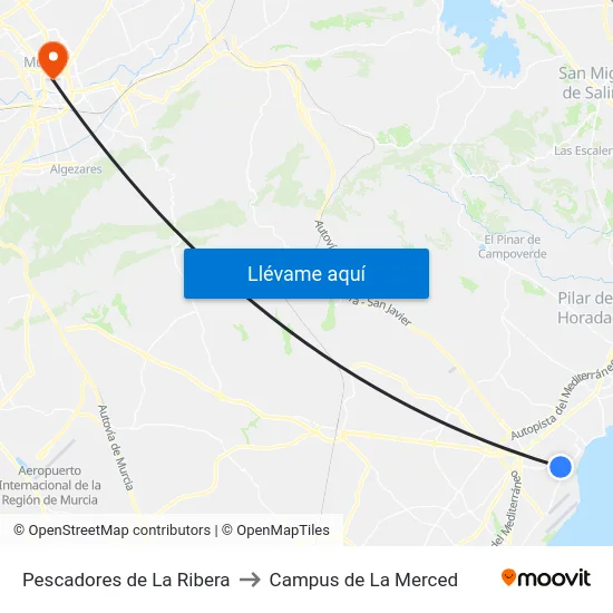 Pescadores de La Ribera to Campus de La Merced map