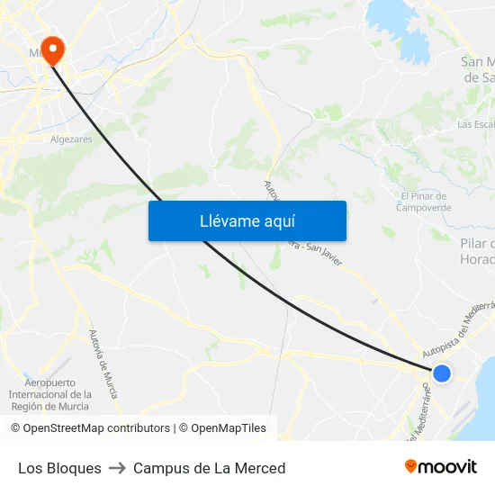 Los Bloques to Campus de La Merced map