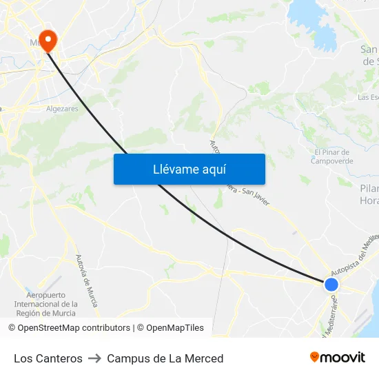 Los Canteros to Campus de La Merced map