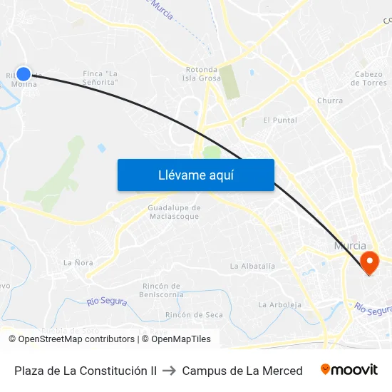 Plaza de La Constitución II to Campus de La Merced map