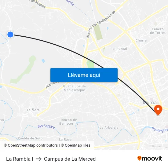 La Rambla I to Campus de La Merced map