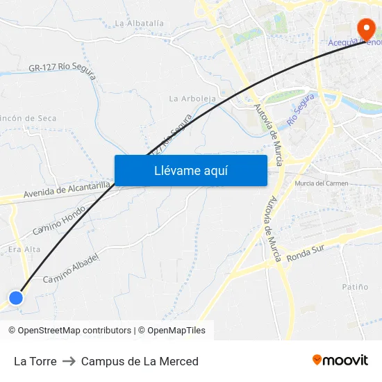 La Torre to Campus de La Merced map