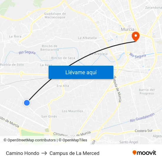 Camino Hondo to Campus de La Merced map