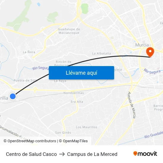 Centro de Salud Casco to Campus de La Merced map