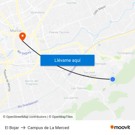 El Bojar to Campus de La Merced map