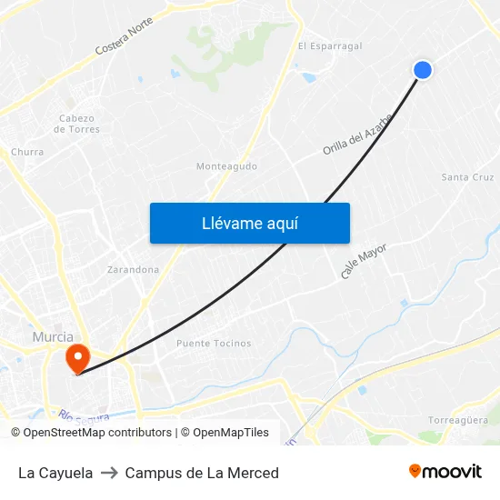 La Cayuela to Campus de La Merced map