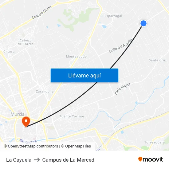 La Cayuela to Campus de La Merced map