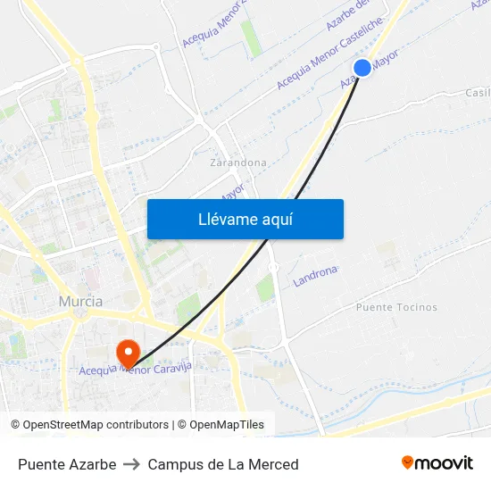 Puente Azarbe to Campus de La Merced map
