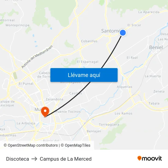 Discoteca to Campus de La Merced map