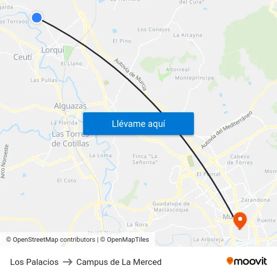 Los Palacios to Campus de La Merced map