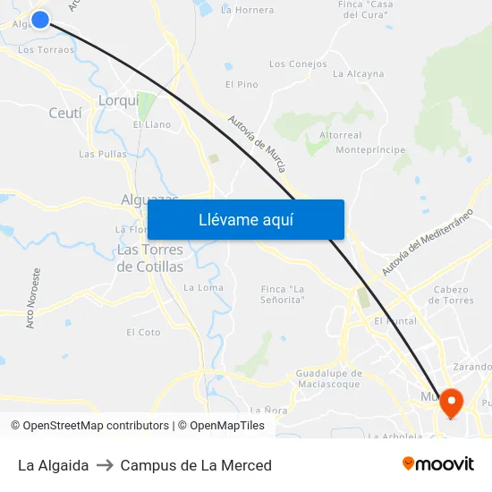 La Algaida to Campus de La Merced map