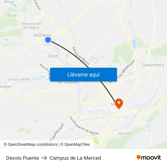 Desvío Puente to Campus de La Merced map