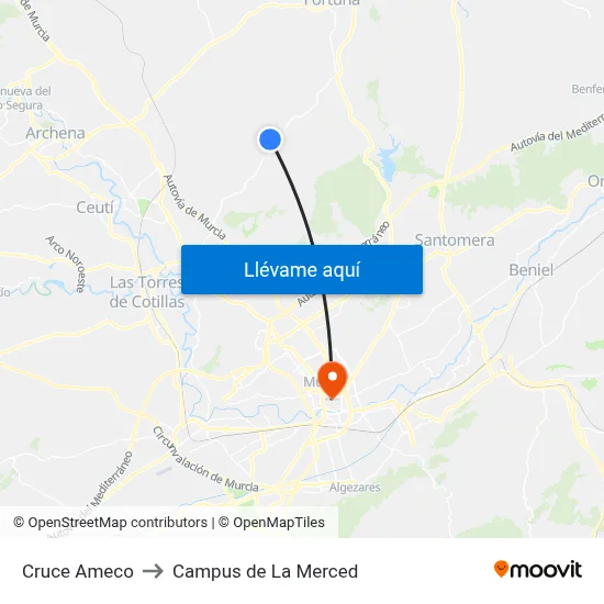 Cruce Ameco to Campus de La Merced map