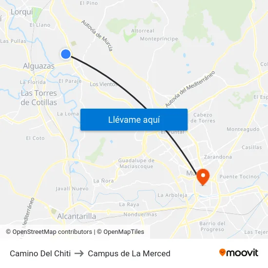 Camino Del Chiti to Campus de La Merced map