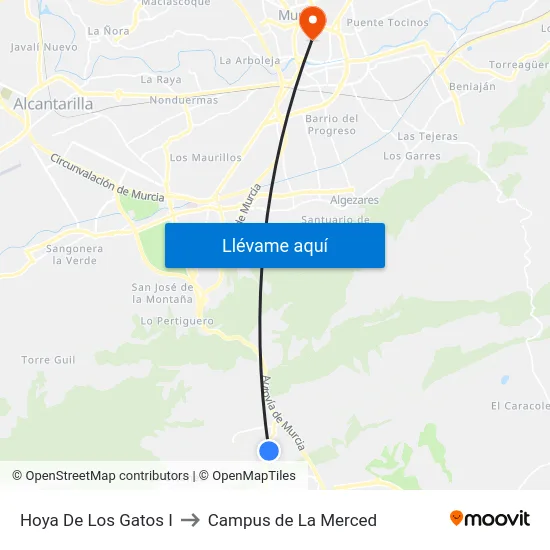 Hoya De Los Gatos I to Campus de La Merced map