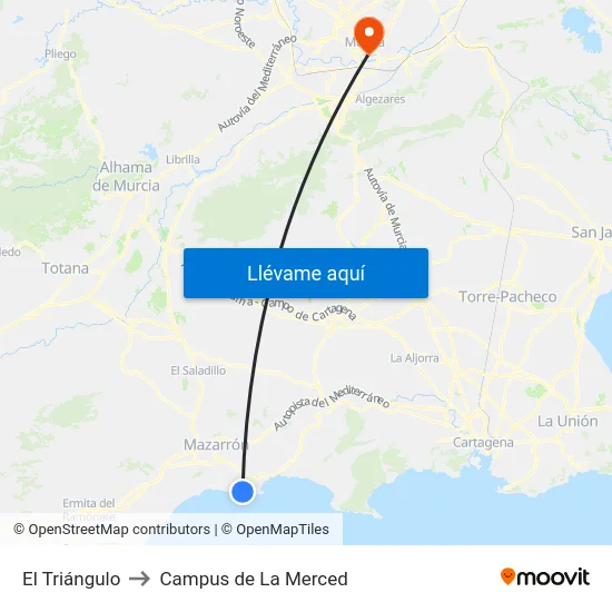 El Triángulo to Campus de La Merced map