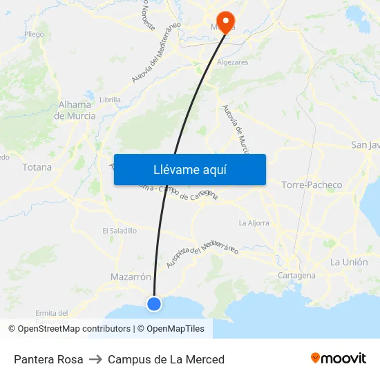 Pantera Rosa to Campus de La Merced map