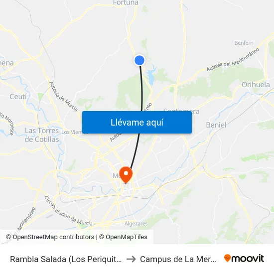 Rambla Salada (Los Periquitos) to Campus de La Merced map