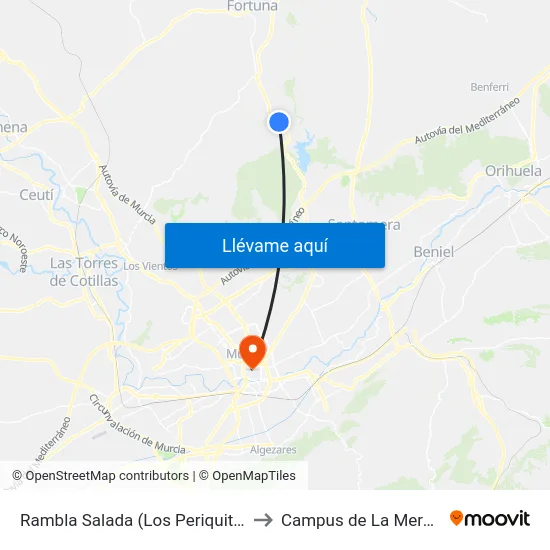 Rambla Salada (Los Periquitos) to Campus de La Merced map