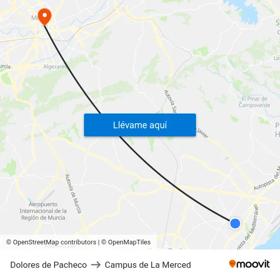 Dolores de Pacheco to Campus de La Merced map