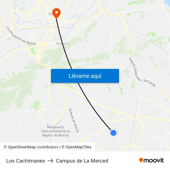 Los Cachimanes to Campus de La Merced map