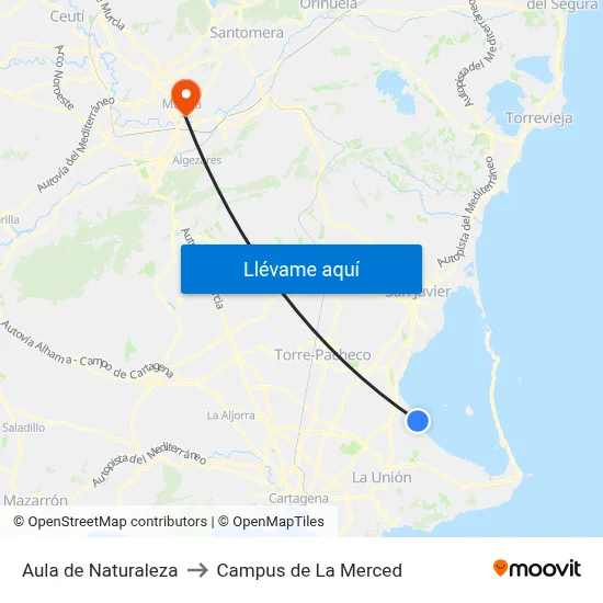 Aula de Naturaleza to Campus de La Merced map