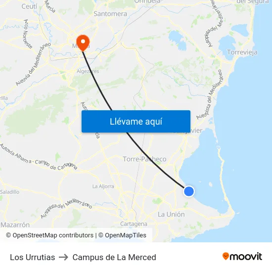 Los Urrutias to Campus de La Merced map