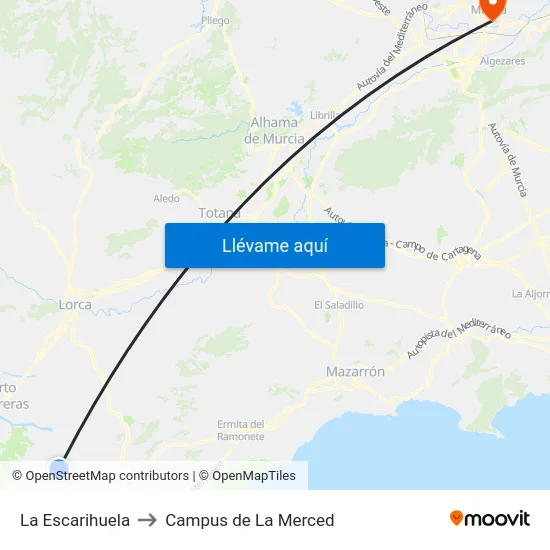 La Escarihuela to Campus de La Merced map