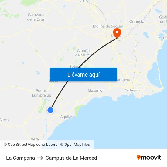 La Campana to Campus de La Merced map