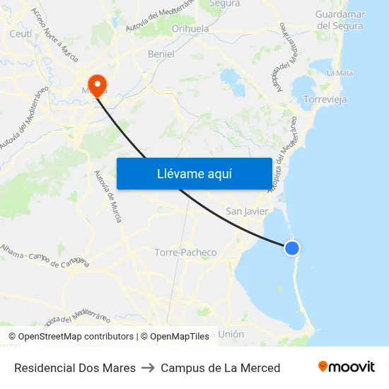 Residencial Dos Mares to Campus de La Merced map