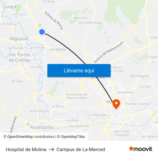 Hospital de Molina to Campus de La Merced map