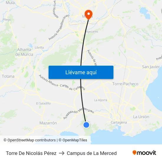 Torre De Nicolás Pérez to Campus de La Merced map