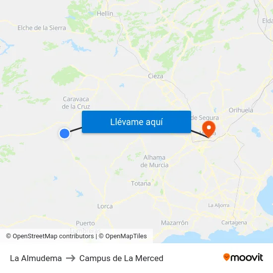 La Almudema to Campus de La Merced map