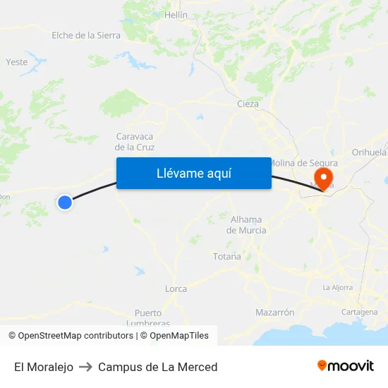 El Moralejo to Campus de La Merced map