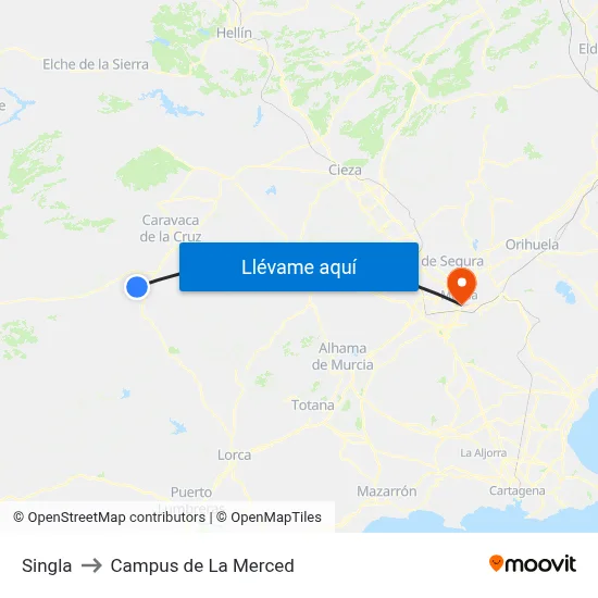 Singla to Campus de La Merced map