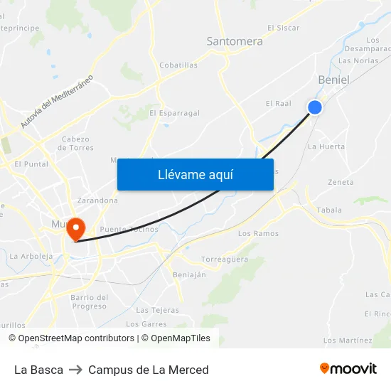 La Basca to Campus de La Merced map