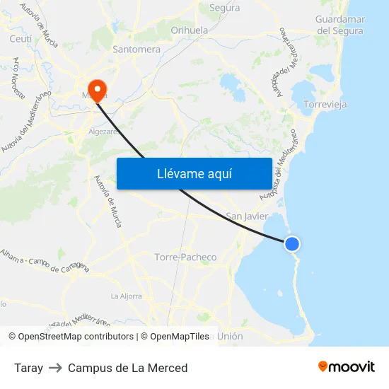 Taray to Campus de La Merced map